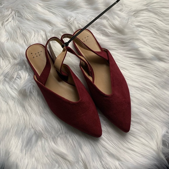 a new day • Sz 6.5 Maroon Sling Back Flats - Picture 3 of 3